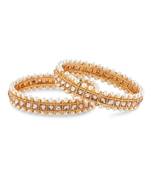 Gold Plated Stone Studded Designer Bangles Set Of 2
