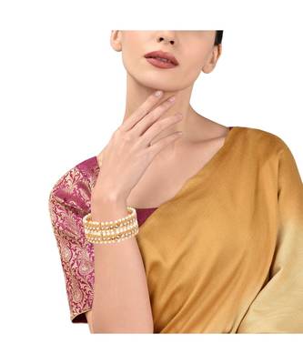 Gold Plated Stone Studded Designer Bangles Set Of 2 4