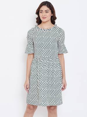 White printed crepe short-dresses 1