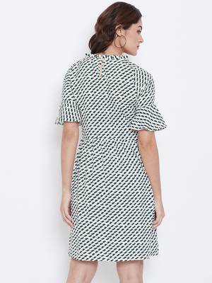 White printed crepe short-dresses 2