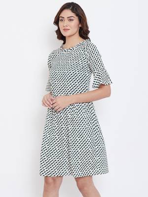 White printed crepe short-dresses 3