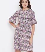 Multicolor printed crepe short-dresses