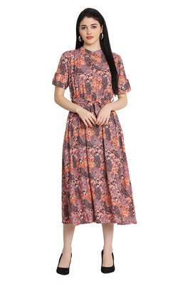 Multicolor printed crepe long-dresses 1