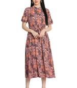Multicolor printed crepe long-dresses