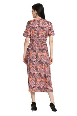 Multicolor printed crepe long-dresses 2