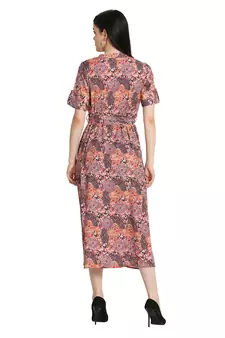 Multicolor printed crepe long-dresses