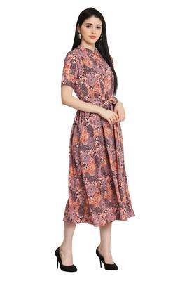 Multicolor printed crepe long-dresses 3