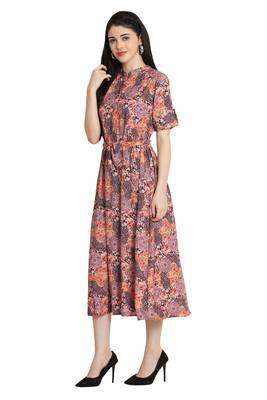 Multicolor printed crepe long-dresses 4
