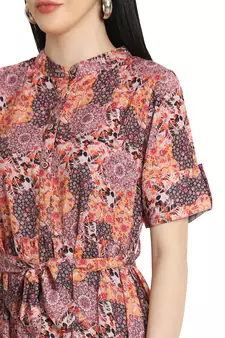 Multicolor printed crepe long-dresses