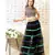black net skirt with silk hand made ribbons and embroidered blouse with black slacks