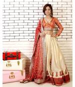 Lehenga with Zardozi Embroidered Jhumki and Embroidered net Dupatta with Red and Chanderi Blouse and cancan