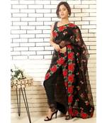 black sheer dhoti with slacks and black embroidered drape with blouse piece