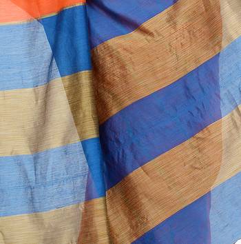 Orange hand woven cotton silk saree with blouse 4