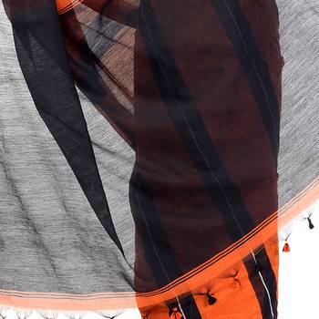 Orange hand woven cotton silk saree with blouse 4