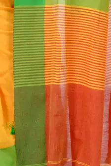 Green hand woven cotton saree with blouse