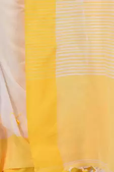 Yellow hand woven cotton saree with blouse
