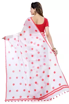 Pink Printed Cotton Saree Without Blouse