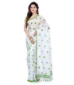 Green Printed Cotton Saree Without Blouse