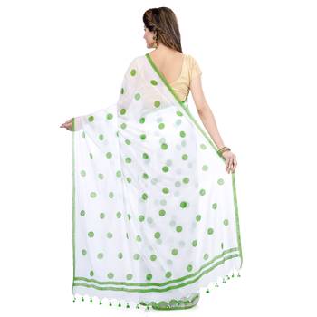 Green Printed Cotton Saree Without Blouse 2
