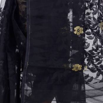 Black Hand Woven Cotton Saree Without Blouse 4