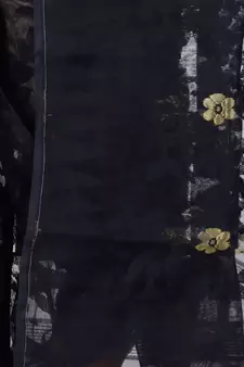 Black Hand Woven Cotton Saree Without Blouse