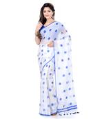 Blue printed cotton saree 