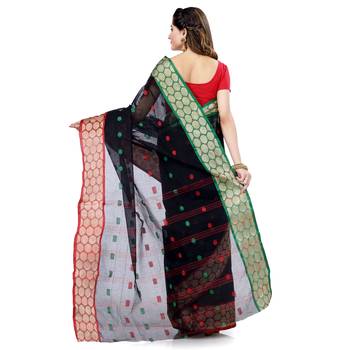 Black hand woven cotton saree  2