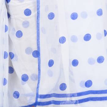 Blue Printed Cotton Saree Without Blouse 4