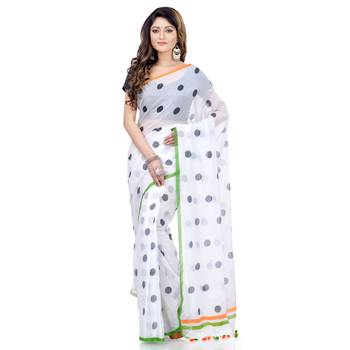 Black Printed Cotton Saree Without Blouse 1