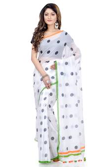 Black Printed Cotton Saree Without Blouse