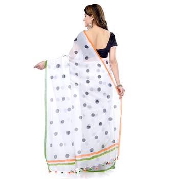 Black Printed Cotton Saree Without Blouse 2