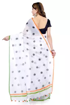 Black Printed Cotton Saree Without Blouse