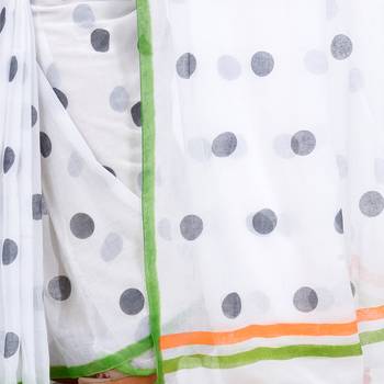 Black Printed Cotton Saree Without Blouse 4