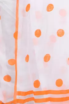 Orange Printed Cotton Saree Without Blouse