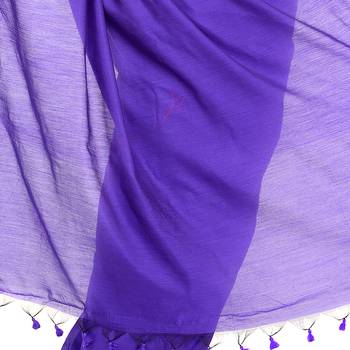 Blue hand woven cotton silk saree with blouse 4