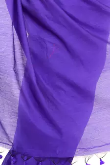 Blue hand woven cotton silk saree with blouse
