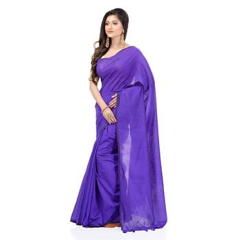 Blue hand woven cotton silk saree with blouse 5