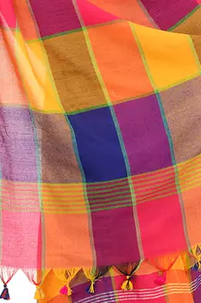 Yellow hand woven cotton saree with blouse