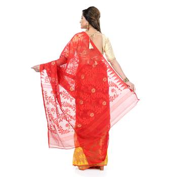 Red Hand Woven Cotton Saree Without Blouse 2