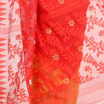 Red Hand Woven Cotton Saree Without Blouse 4