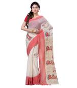 Red hand woven cotton saree with blouse