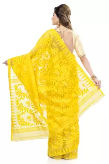 Yellow Hand Woven Cotton Saree Without Blouse
