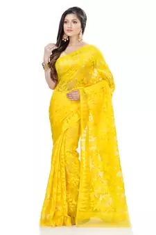 Yellow Hand Woven Cotton Saree Without Blouse