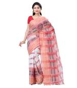 White Woven Cotton Saree Without Blouse