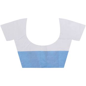 Blue hand woven cotton saree with blouse 4