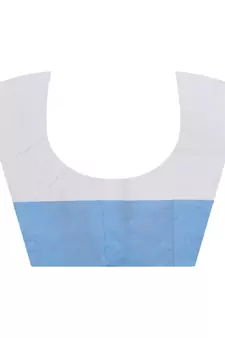 Blue hand woven cotton saree with blouse