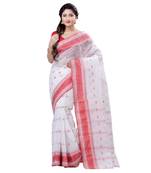 White Woven Cotton Saree Without Blouse