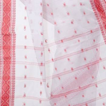 White Woven Cotton Saree Without Blouse 4