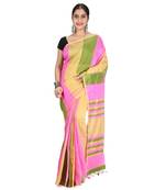 Multicolor plain cotton saree with blouse