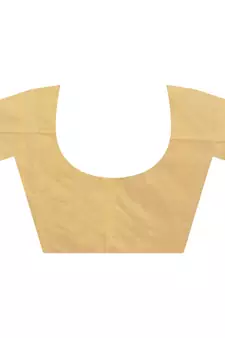 Multicolor plain cotton saree with blouse
